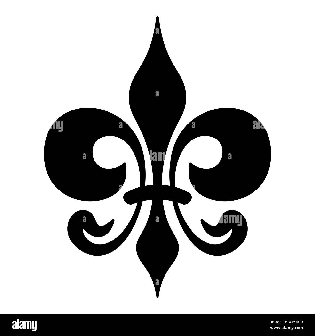 Le symbole fleur-de-lis ou fleur-de-lys, traduit par fleur du lis, ne représente pas un lis, mais une fleur d'iris stylisée. Banque D'Images