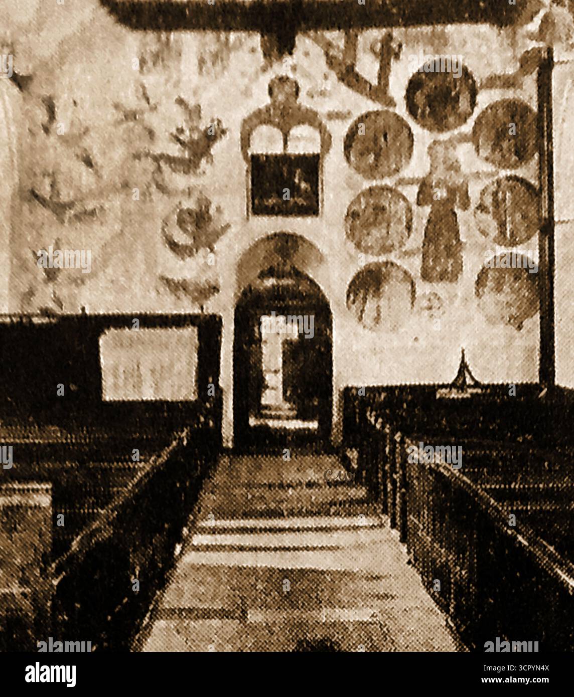 Église St George de Trotton. En 1904 - des peintures murales anciennes ont été trouvées sous le bain de chaux à l'église du village de Trotton près de Midhurst. Banque D'Images