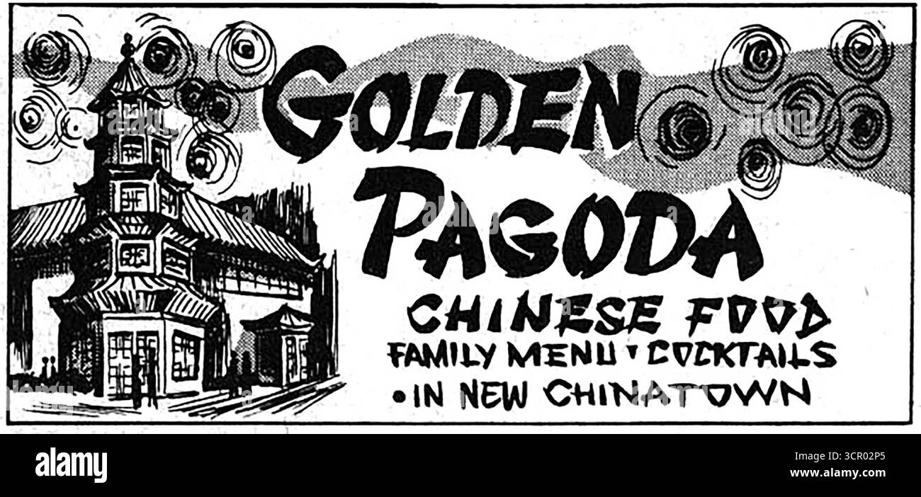 1961 Golden Pagoda Chinese Food Restaurant Chinatown Los Angeles California ad Banque D'Images
