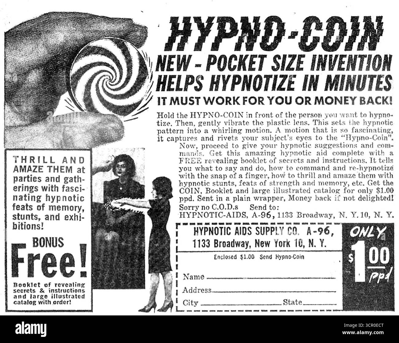 1947 annonce Hypno-coin Banque D'Images