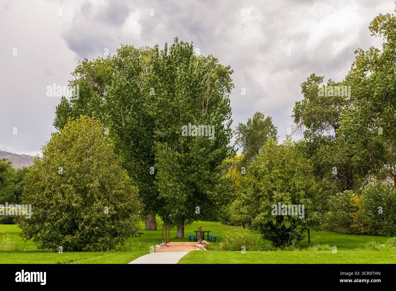 Petit parc de quartier dans le nord du Colorado un jour de fin d'été Banque D'Images