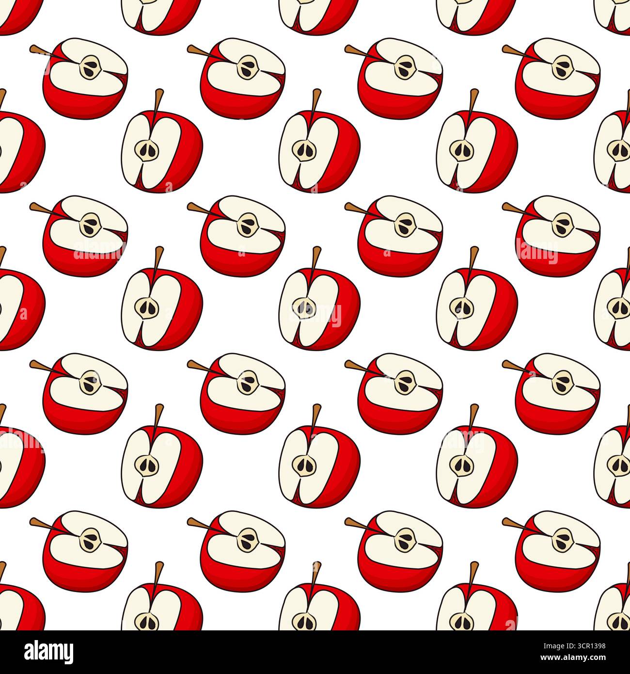 Pomme rouge simple dans le style de bande dessinée. Motif sans couture. Illustration de Vecteur Pomme rouge simple dans le style de bande dessinée. Motif sans couture. Illustration de Vecteur