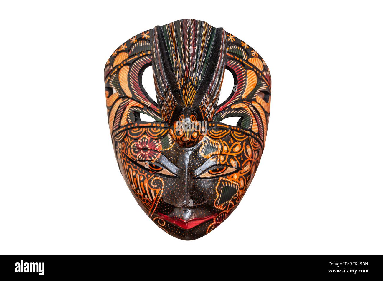Souvenir populaire de l'Indonésie masque de batik isolé sur fond blanc. Banque D'Images