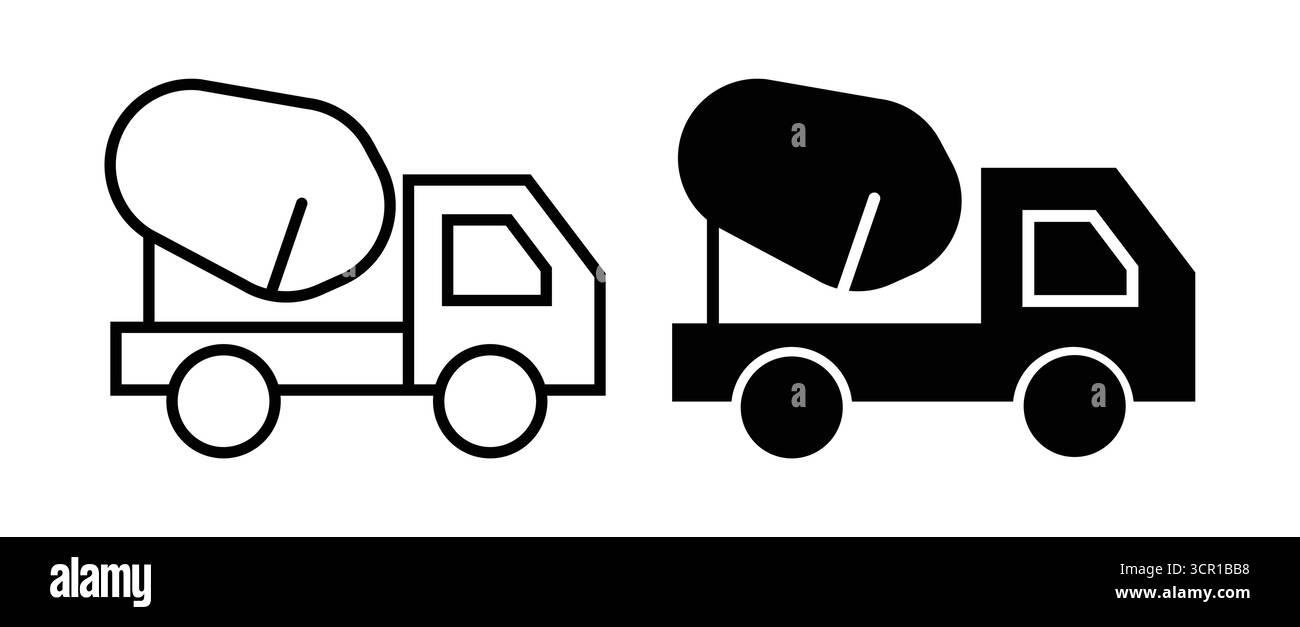Cette illustration abstraite présente deux camions de livraison transportant des marchandises, rendus en noir et blanc. La conception capture l'essence du transport Illustration de Vecteur