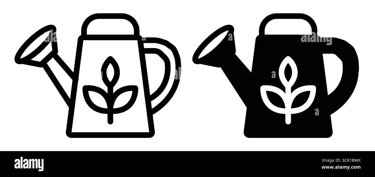 Ensemble d'icônes décoratives d'arrosoir avec un motif floral, idéal pour les projets de jardinage. Parfait pour les illustrations liées à l'entretien des plantes et au hort Illustration de Vecteur