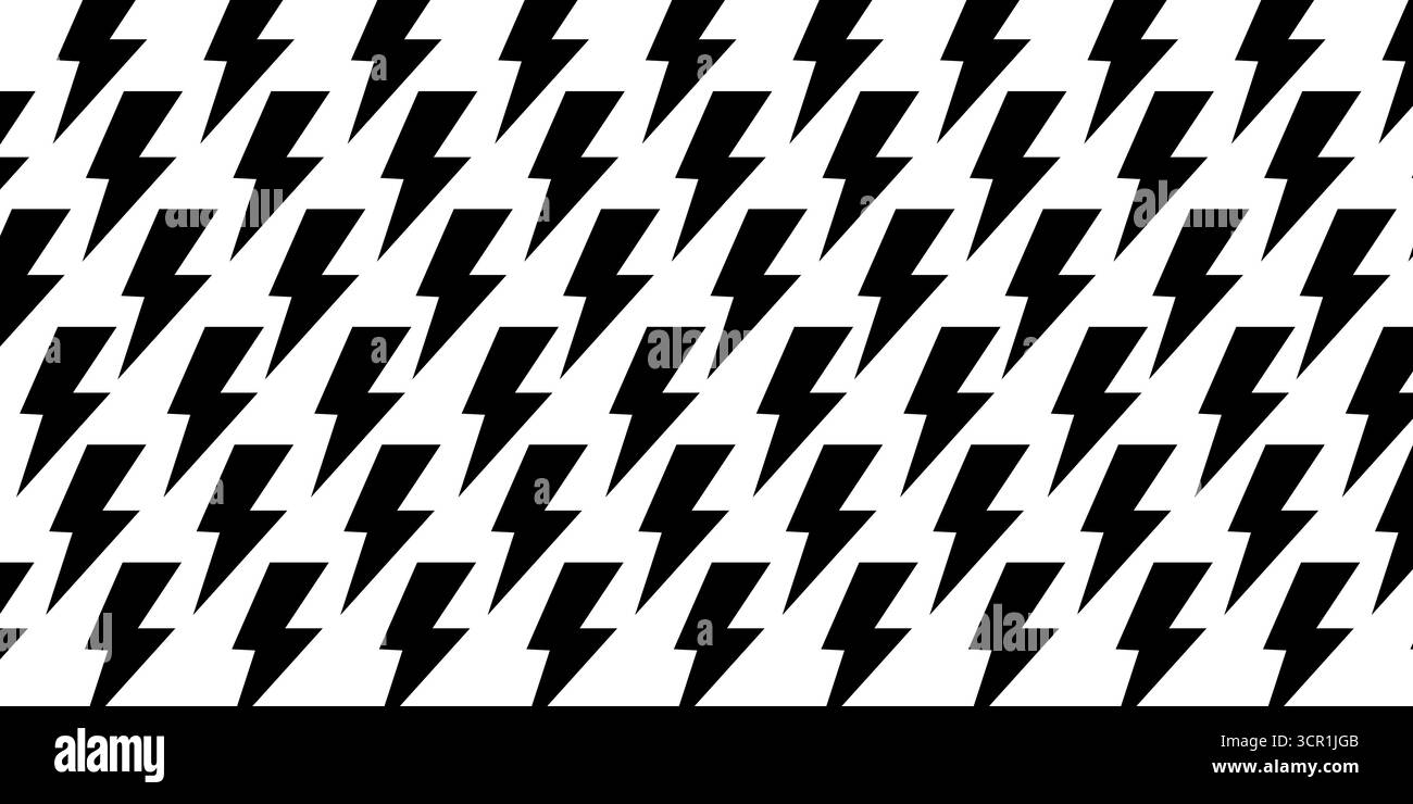 Motif de formes en zigzag répété. Signes de Thunderbolt noir isolés sur fond blanc. Lumières flash ou électricité, énergie ou danger, puissance ou symboles de dessin animé blitz. Illustration graphique vectorielle. Illustration de Vecteur