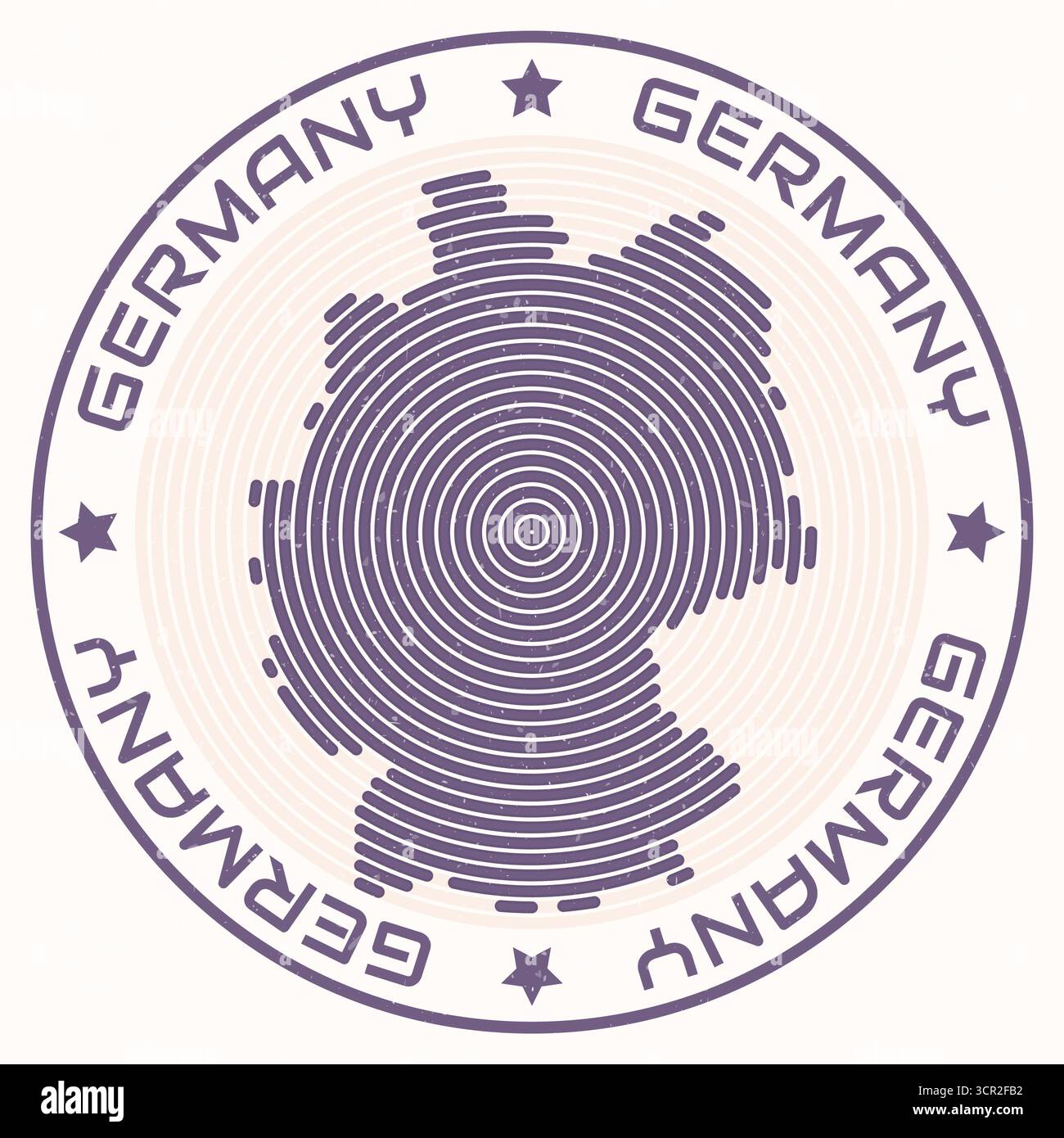 Carte de l'Allemagne avec titre rond. Bagues en forme de pays. Texte allemand autour de la forme de la frontière du pays. Illustration vectorielle moderne. Illustration de Vecteur
