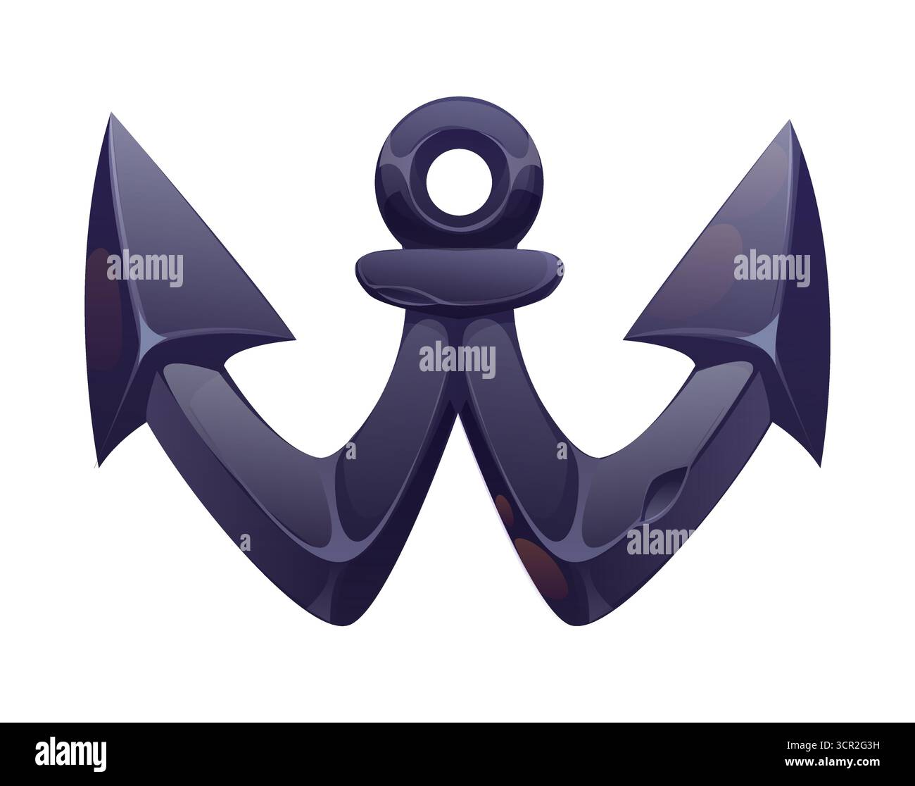 Police pirates, lettre de dessin animé pour la police de caractères corsaires des Caraïbes, ancre vectorielle. Police pirate ou corsaire type lettre de l'alphabet anglais W en forme d'ancre de navire ou de grappe d'amarrage marine pour la police de caractères Illustration de Vecteur