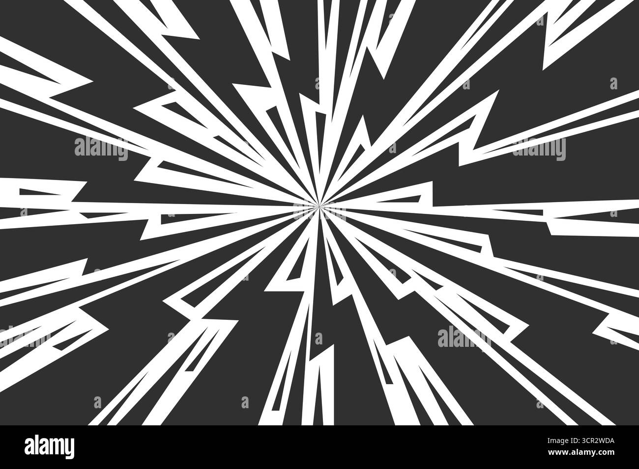 Fond de bande dessinée avec effet de tonnerre. Énergie de puissance de boulon et rayons radiaux de manga éclair. Cadre d'explosion d'anime pour la conception d'affiche. Illustration vectorielle Illustration de Vecteur