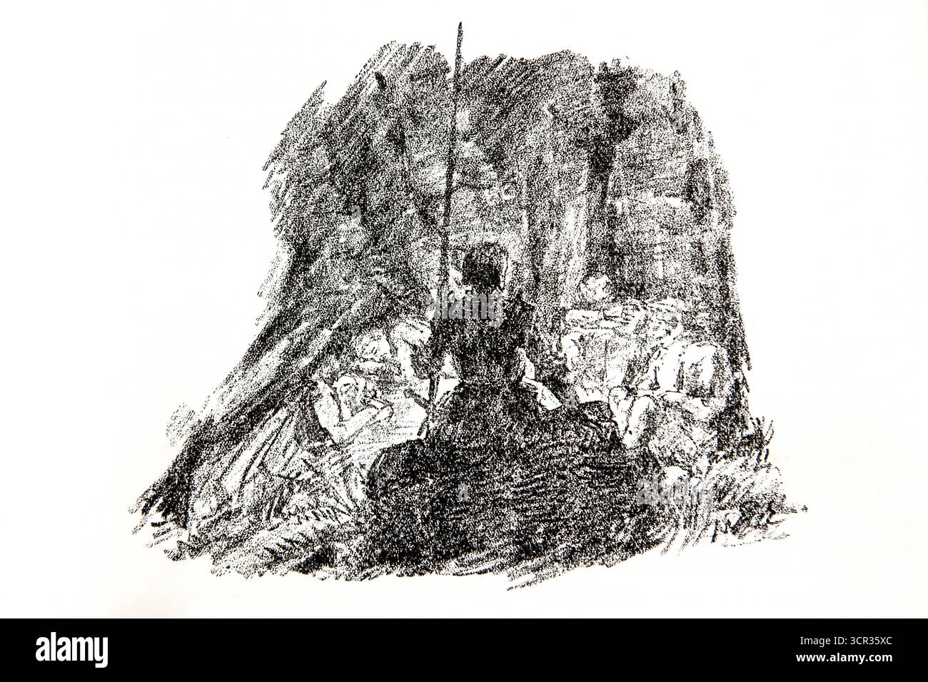 Illustration de Hermann Ebers, 21 juin 1881 au 10 février 1955, peintre, dessinateur, artiste, dessin à la craie, roman Lichtenstein de Wilhelm Hauff, pub Banque D'Images