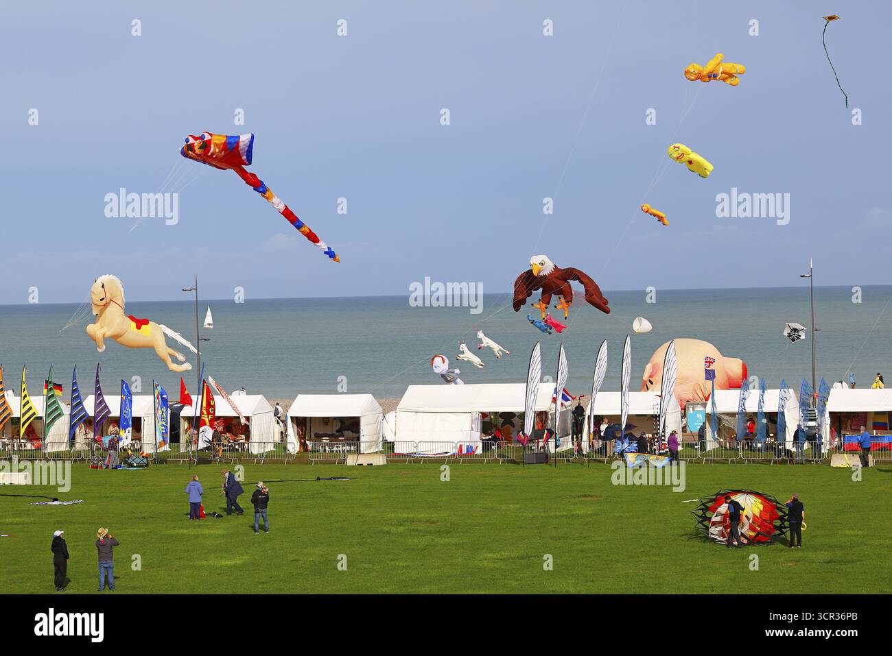 Festival de cerf-volant sur la plage, Festival International de cerf-volant, Dieppe, Normandie, France Banque D'Images