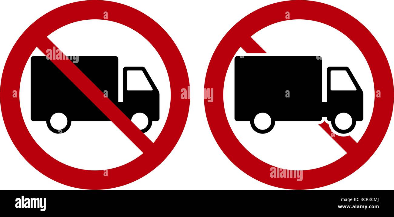 Panneaux d'interdiction de camion sur fond transparent. Aucun symbole d'accès au camion dans le vecteur de cercle rouge Illustration de Vecteur