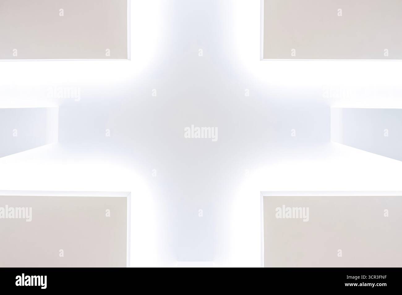 Détail de plafond architectural minimaliste avec des motifs géométriques et des ombres douces, design d'intérieur moderne abstrait, construction contemporaine Banque D'Images