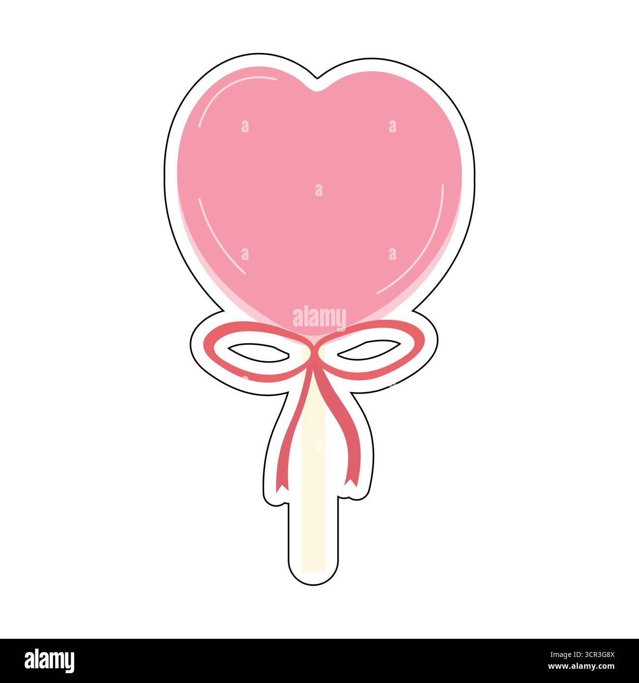 Sucette coeur mignon avec brillance brillante et noeud en ruban. Idéal pour les cartes de saint-valentin Sweet Treat graphiques emballage romantique et illustrations à thème d'amour Illustration de Vecteur