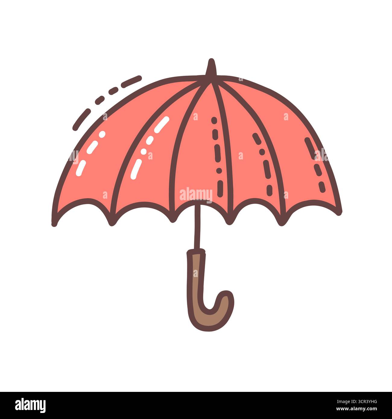 Parapluie ouvert, joli objet saisonnier dessiné à la main. Illustration vectorielle dans le style doodle Illustration de Vecteur