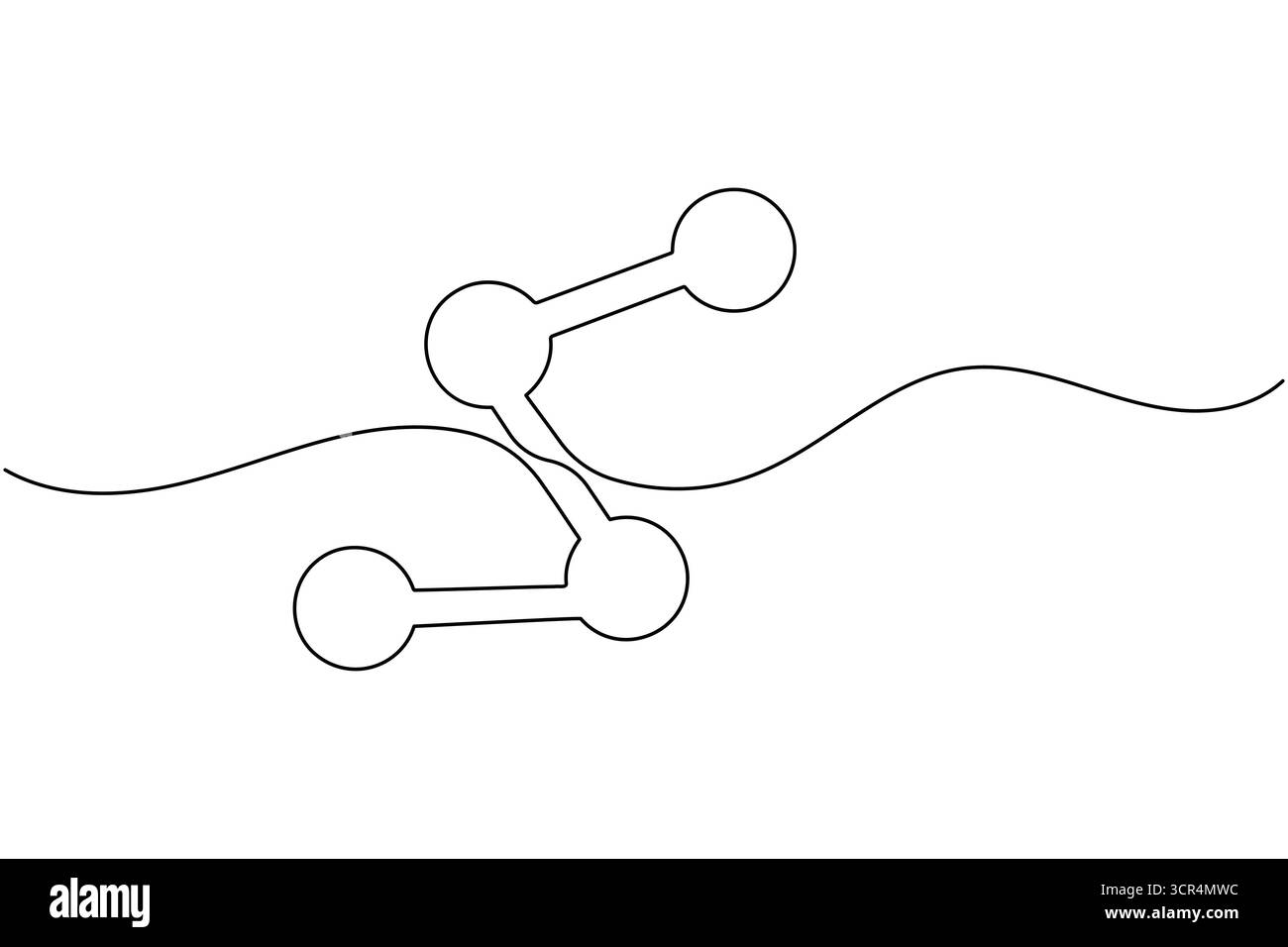 Structure moléculaire continue d'une ligne dessinant l'illustration vectorielle de science de chimie Illustration de Vecteur