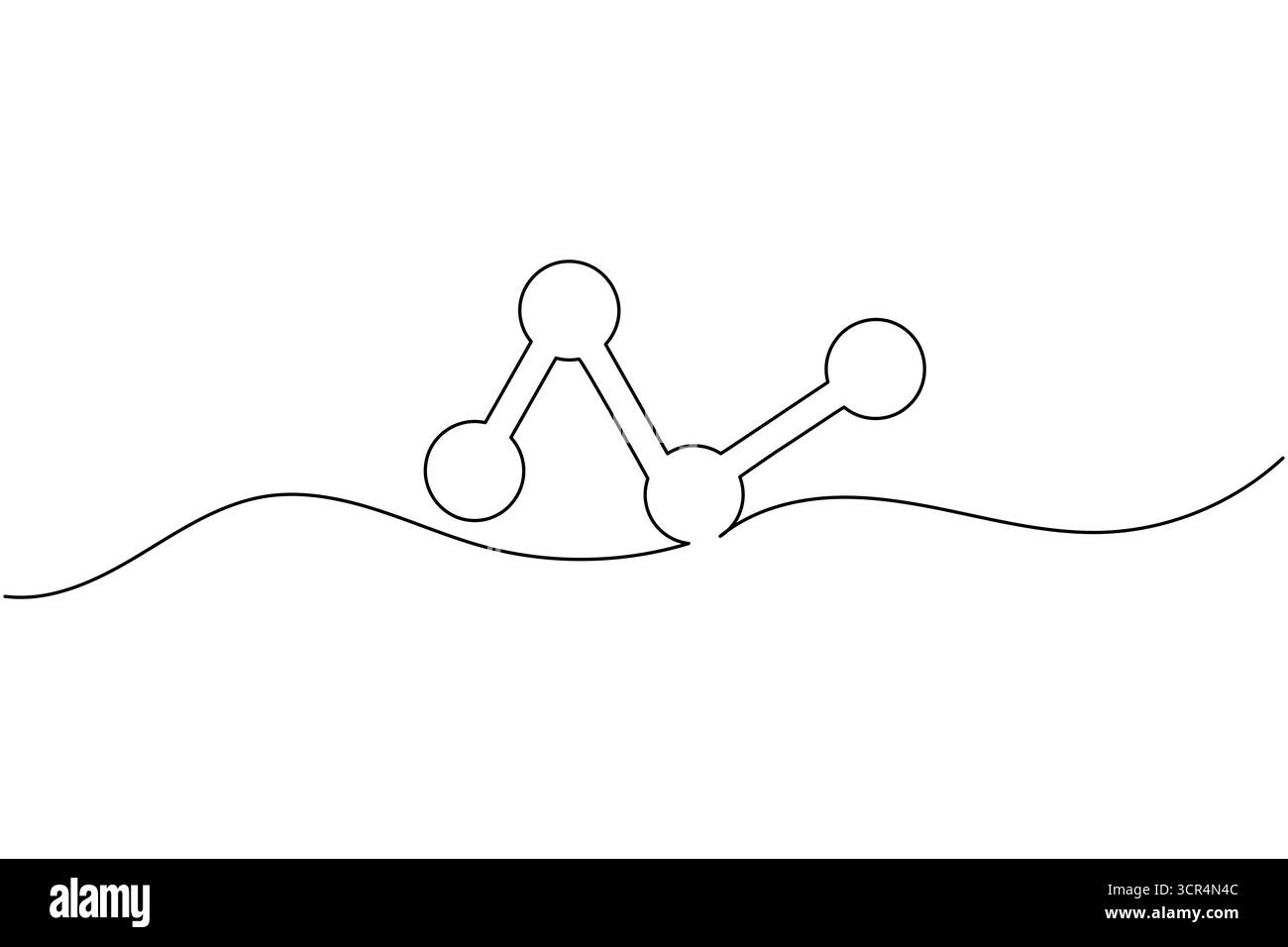 Structure moléculaire continue d'une ligne dessinant l'illustration vectorielle de science de chimie Illustration de Vecteur
