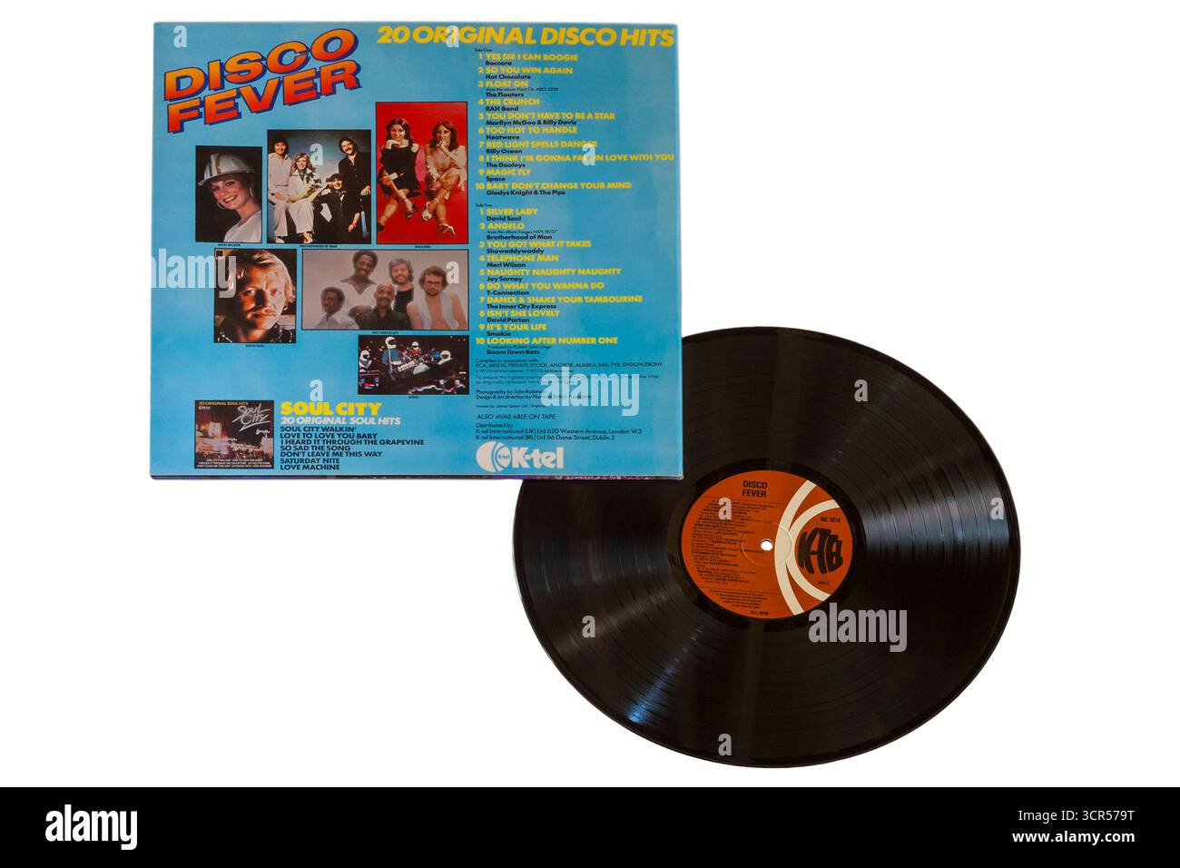 Disco Fever album vinyle LP couverture isolée sur fond blanc - 1977 - 20 hits disco originaux Banque D'Images