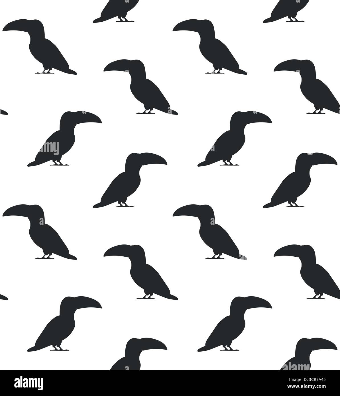 Modèle sans couture vectoriel de silhouette toucan plate Illustration de Vecteur