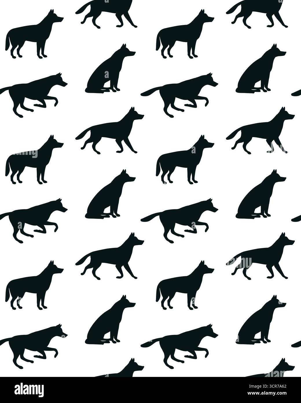 Modèle sans couture de vecteur de silhouette de chien de berger Illustration de Vecteur