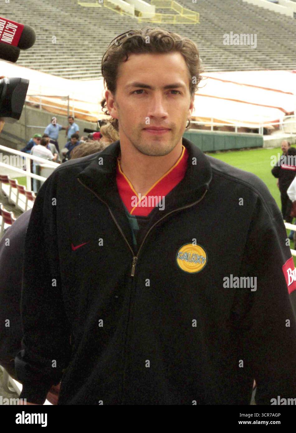 Los Angeles, CA, États-Unis, 1994. Portrait du footballeur professionnel Andrew Shue jouant pour Los Angeles Galaxy. Banque D'Images
