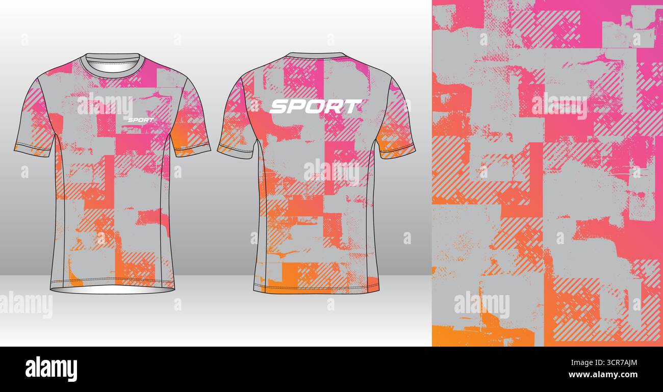 Conception de jersey de course avec motif vectoriel abstrait coloré. Vêtements de sport légers, respirants et à séchage rapide pour le marathon, le trail, l'athlétisme, Illustration de Vecteur