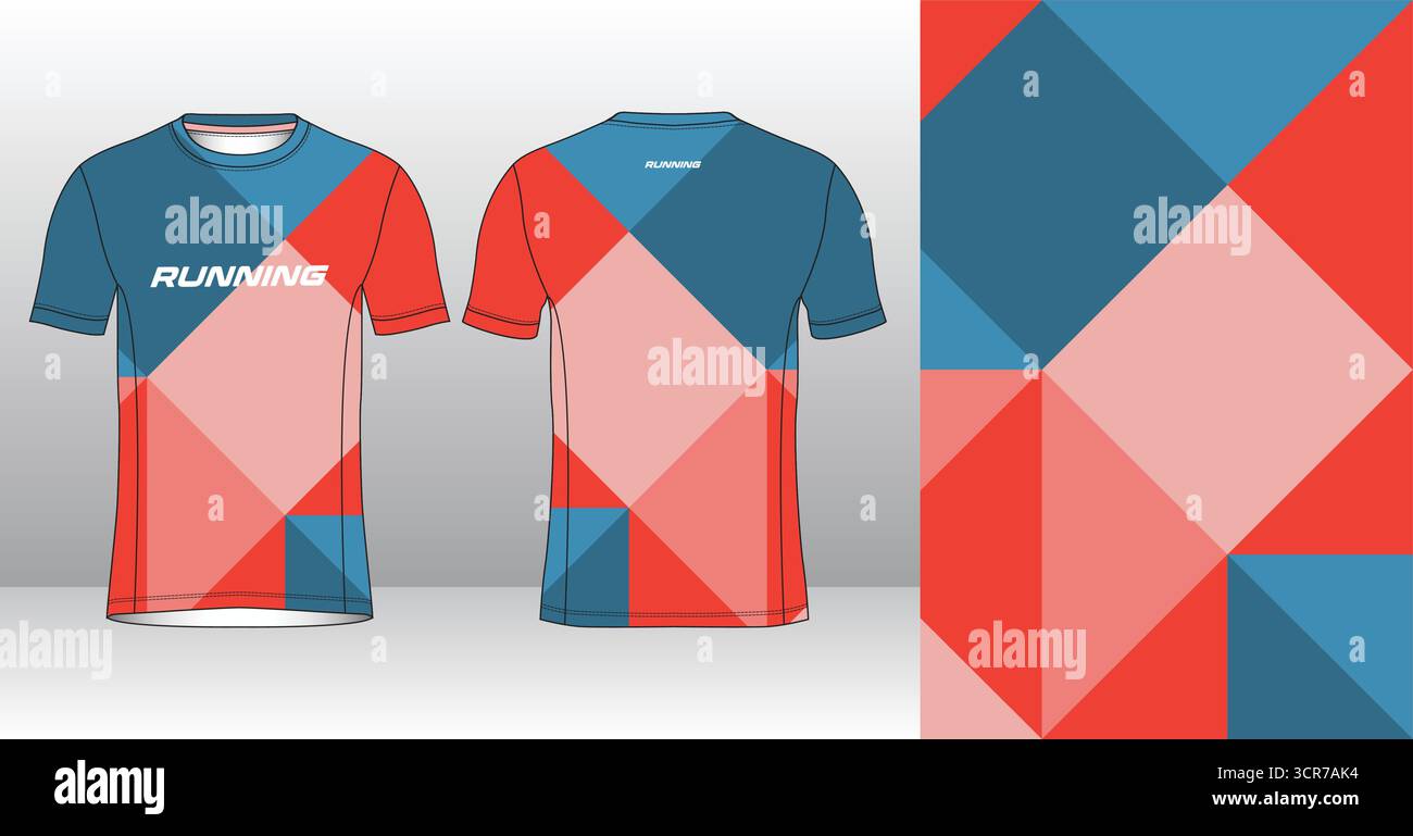 Conception de jersey de course avec motif vectoriel abstrait coloré. Vêtements de sport légers, respirants et à séchage rapide pour le marathon, le trail, l'athlétisme, Illustration de Vecteur
