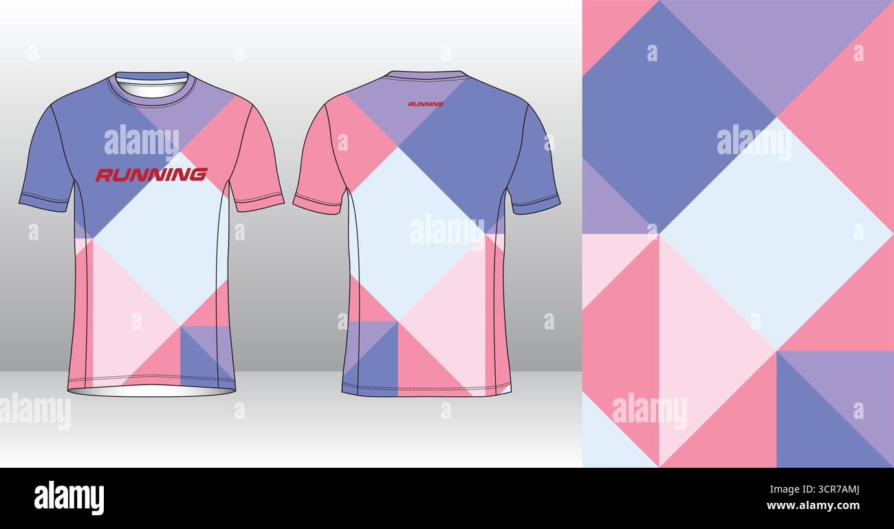 Conception de jersey de course avec motif vectoriel abstrait coloré. Vêtements de sport légers, respirants et à séchage rapide pour le marathon, le trail, l'athlétisme, Illustration de Vecteur