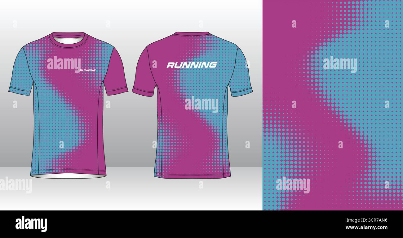 Conception de jersey de course avec motif vectoriel abstrait coloré. Vêtements de sport légers, respirants et à séchage rapide pour le marathon, le trail, l'athlétisme, Illustration de Vecteur