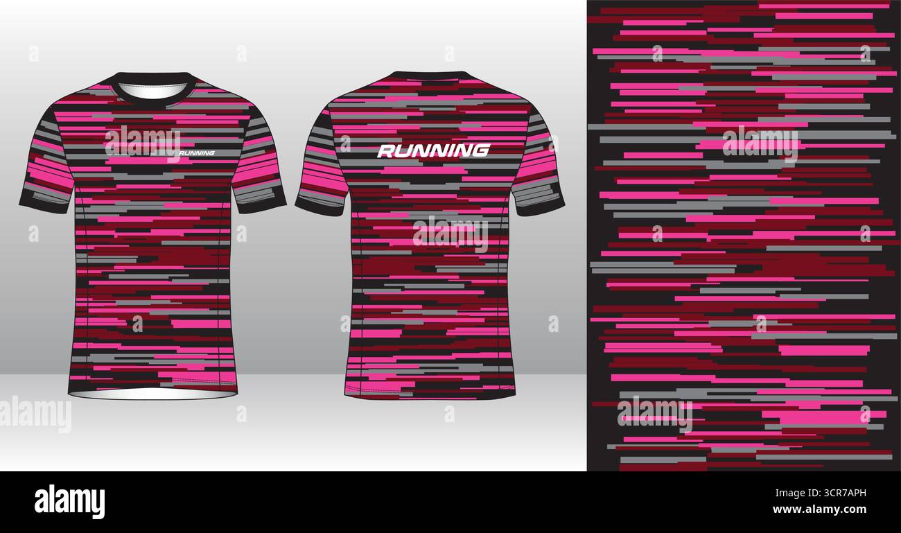 Conception de jersey de course avec motif vectoriel abstrait coloré. Vêtements de sport légers, respirants et à séchage rapide pour le marathon, le trail, l'athlétisme, Illustration de Vecteur