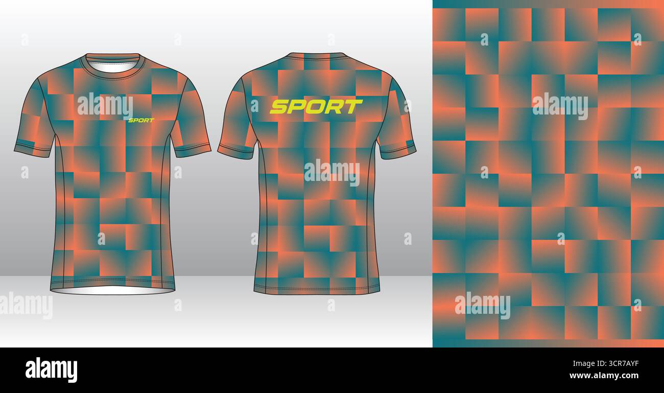 Conception de jersey de course avec motif vectoriel abstrait coloré. Vêtements de sport légers, respirants et à séchage rapide pour le marathon, le trail, l'athlétisme, Illustration de Vecteur