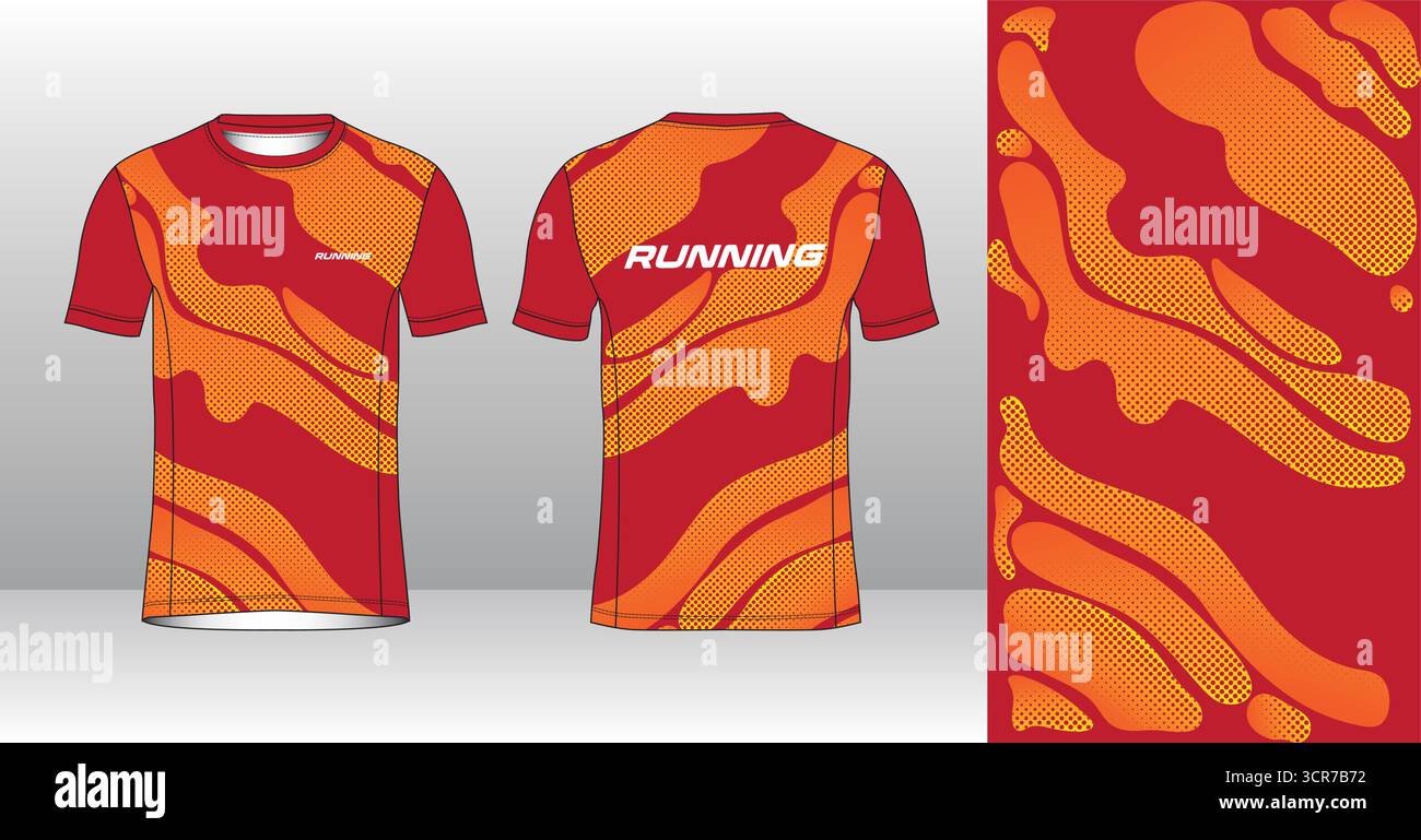 Conception de jersey de course avec motif vectoriel abstrait coloré. Vêtements de sport légers, respirants et à séchage rapide pour le marathon, le trail, l'athlétisme, Illustration de Vecteur