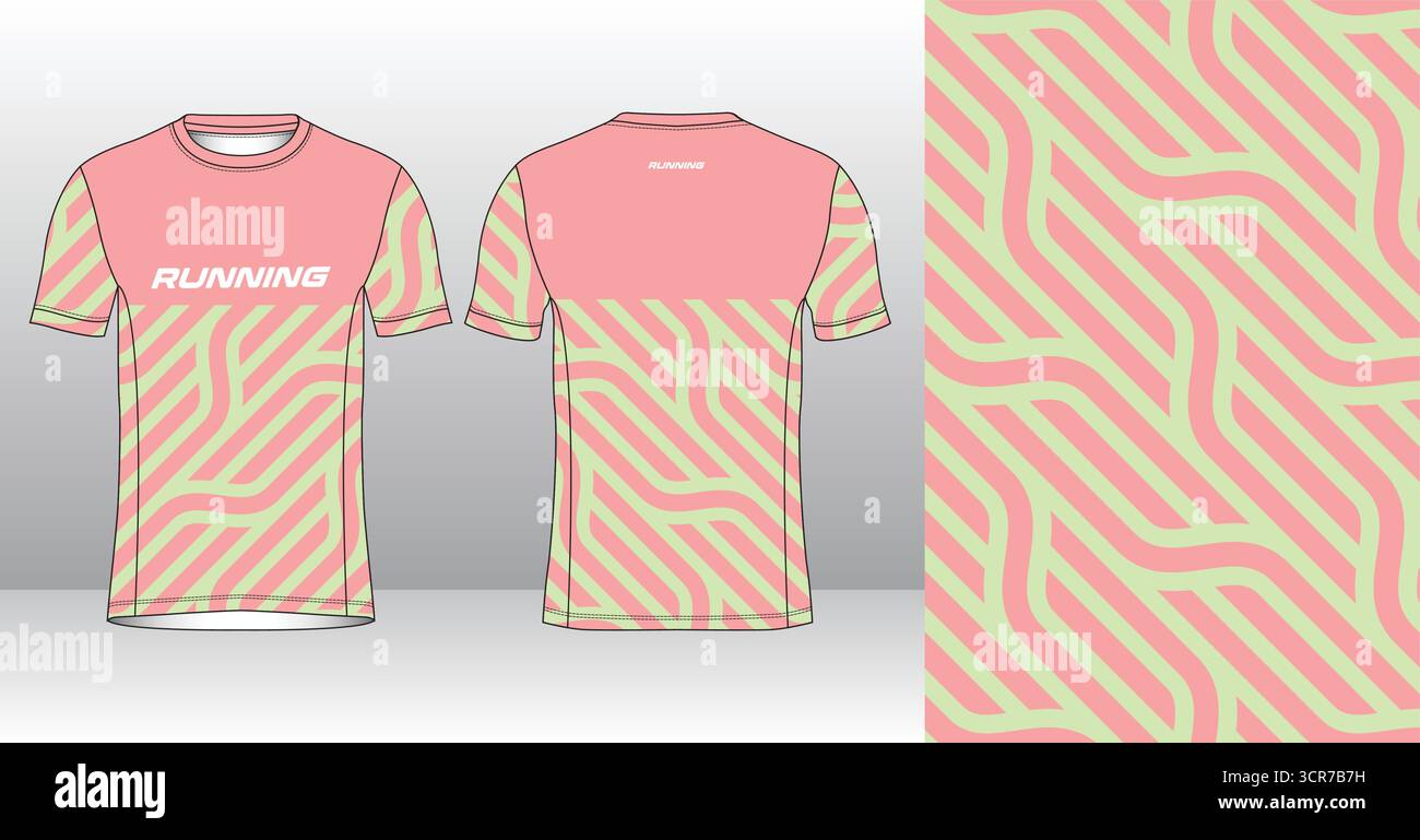 Conception de jersey de course avec motif vectoriel abstrait coloré. Vêtements de sport légers, respirants et à séchage rapide pour le marathon, le trail, l'athlétisme, Illustration de Vecteur