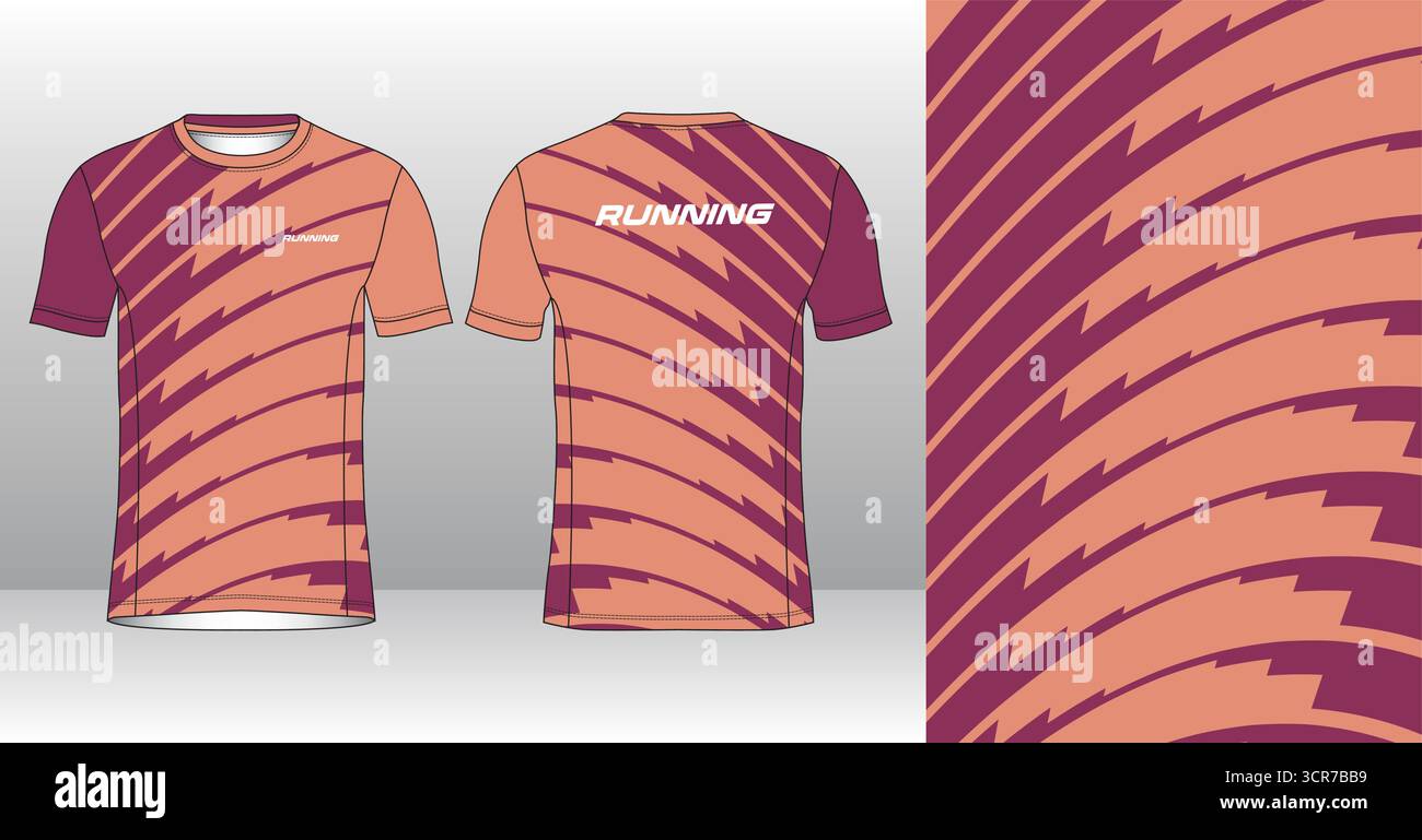 Conception de jersey de course avec motif vectoriel abstrait coloré. Vêtements de sport légers, respirants et à séchage rapide pour le marathon, le trail, l'athlétisme, Illustration de Vecteur