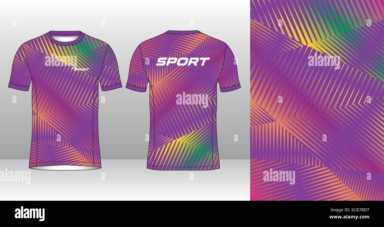 Conception de jersey de course avec motif vectoriel abstrait coloré. Vêtements de sport légers, respirants et à séchage rapide pour le marathon, le trail, l'athlétisme, Illustration de Vecteur