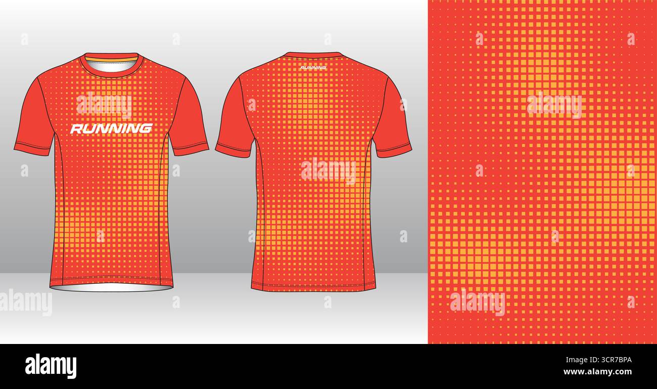 Conception de jersey de course avec motif vectoriel abstrait coloré. Vêtements de sport légers, respirants et à séchage rapide pour le marathon, le trail, l'athlétisme, Illustration de Vecteur