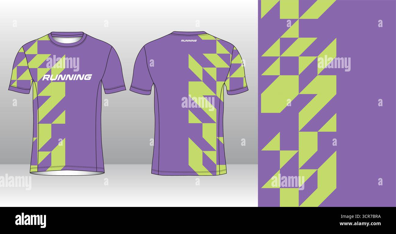 Conception de jersey de course avec motif vectoriel abstrait coloré. Vêtements de sport légers, respirants et à séchage rapide pour le marathon, le trail, l'athlétisme, Illustration de Vecteur