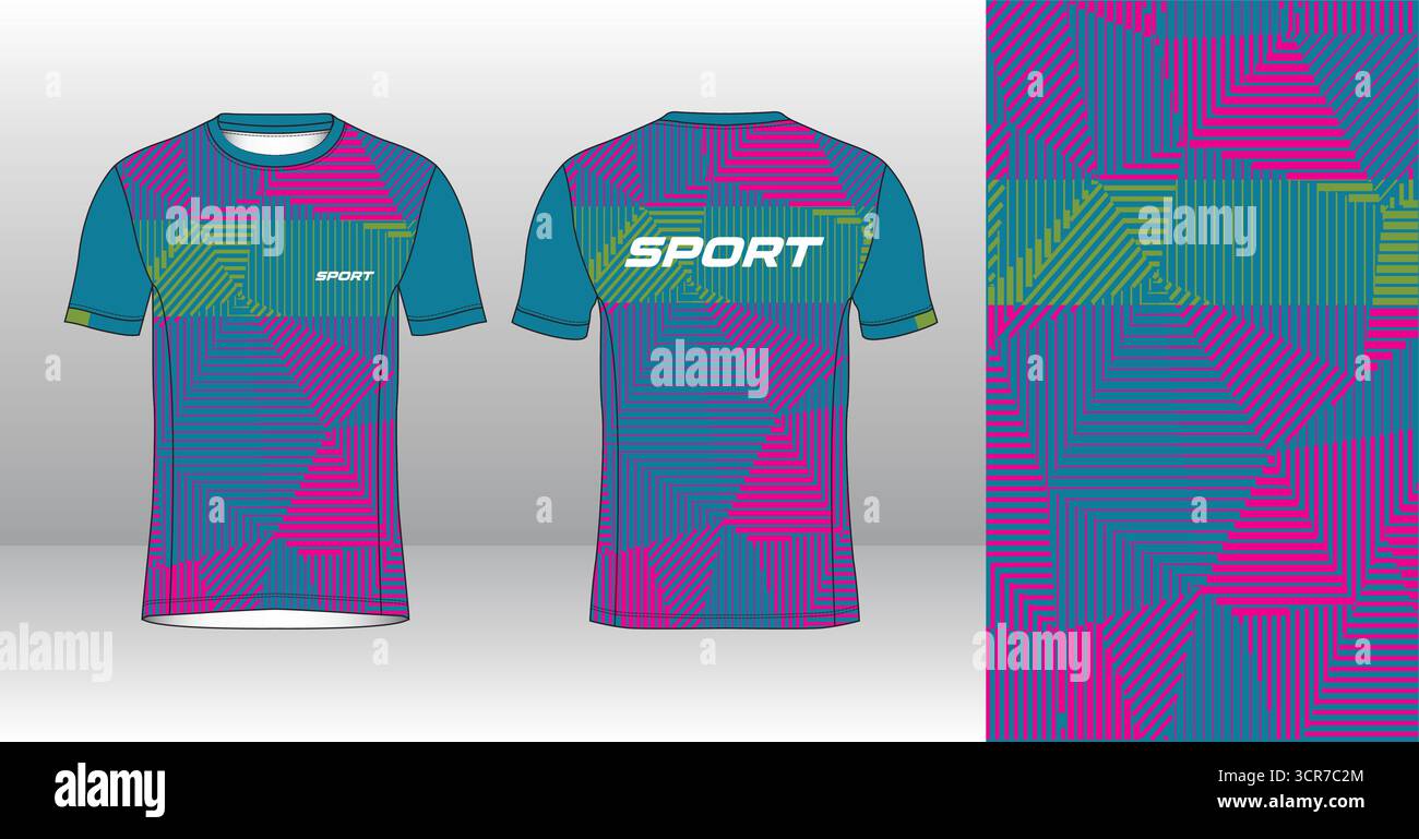 Conception de jersey de course avec motif vectoriel abstrait coloré. Vêtements de sport légers, respirants et à séchage rapide pour le marathon, le trail, l'athlétisme, Illustration de Vecteur