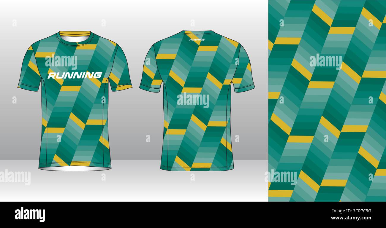 Conception de jersey de course avec motif vectoriel abstrait coloré. Vêtements de sport légers, respirants et à séchage rapide pour le marathon, le trail, l'athlétisme, Illustration de Vecteur