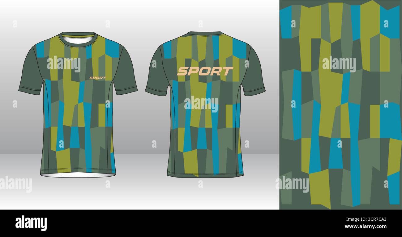 Conception de jersey de course avec motif vectoriel abstrait coloré. Vêtements de sport légers, respirants et à séchage rapide pour le marathon, le trail, l'athlétisme, Illustration de Vecteur