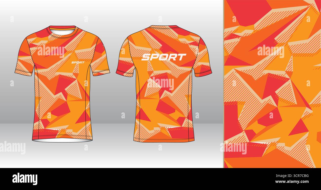 Conception de jersey de course avec motif vectoriel abstrait coloré. Vêtements de sport légers, respirants et à séchage rapide pour le marathon, le trail, l'athlétisme, Illustration de Vecteur