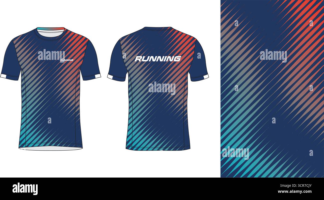 Conception de jersey de course avec motif vectoriel abstrait coloré. Vêtements de sport légers, respirants et à séchage rapide pour le marathon, le trail, l'athlétisme, Illustration de Vecteur