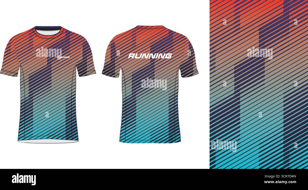Conception de jersey de course avec motif vectoriel abstrait coloré. Vêtements de sport légers, respirants et à séchage rapide pour le marathon, le trail, l'athlétisme, Illustration de Vecteur