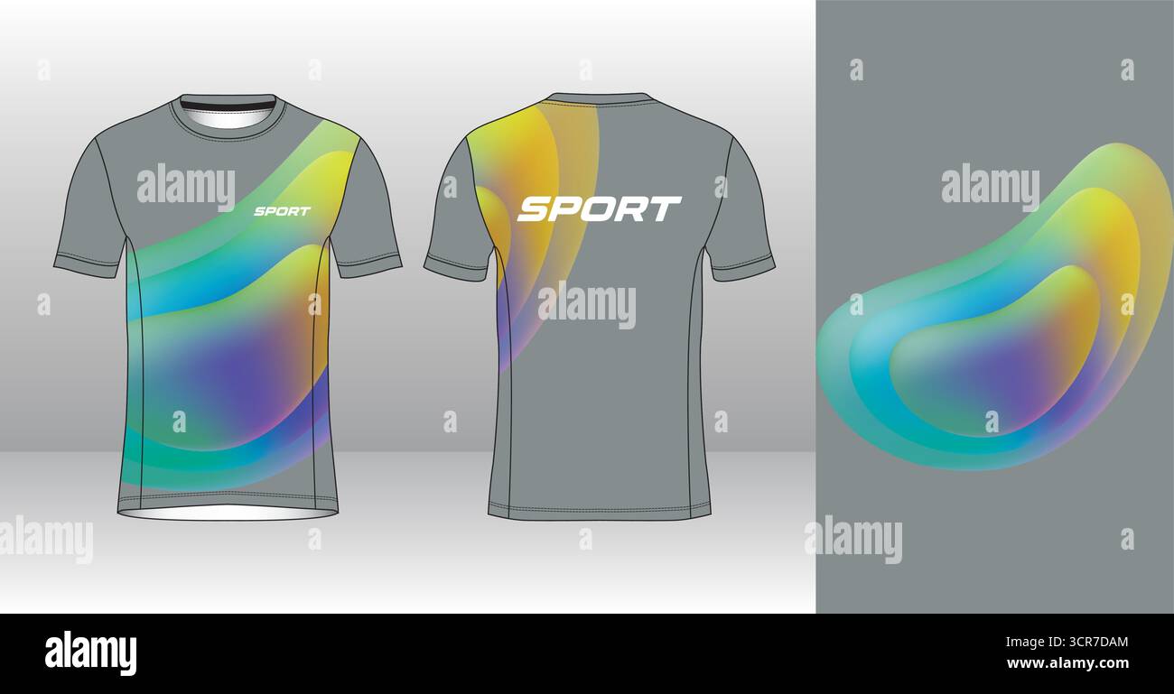 Conception de jersey de course avec motif vectoriel abstrait coloré. Vêtements de sport légers, respirants et à séchage rapide pour le marathon, le trail, l'athlétisme, Illustration de Vecteur