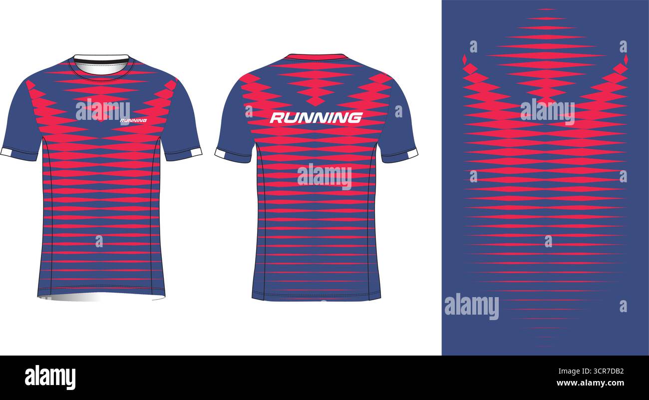 Conception de jersey de course avec motif vectoriel abstrait coloré. Vêtements de sport légers, respirants et à séchage rapide pour le marathon, le trail, l'athlétisme, Illustration de Vecteur