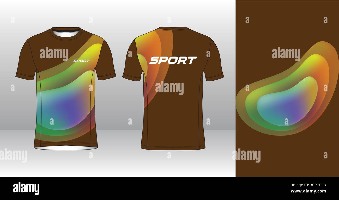 Conception de jersey de course avec motif vectoriel abstrait coloré. Vêtements de sport légers, respirants et à séchage rapide pour le marathon, le trail, l'athlétisme, Illustration de Vecteur