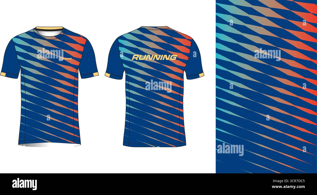 Conception de jersey de course avec motif vectoriel abstrait coloré. Vêtements de sport légers, respirants et à séchage rapide pour le marathon, le trail, l'athlétisme, Illustration de Vecteur