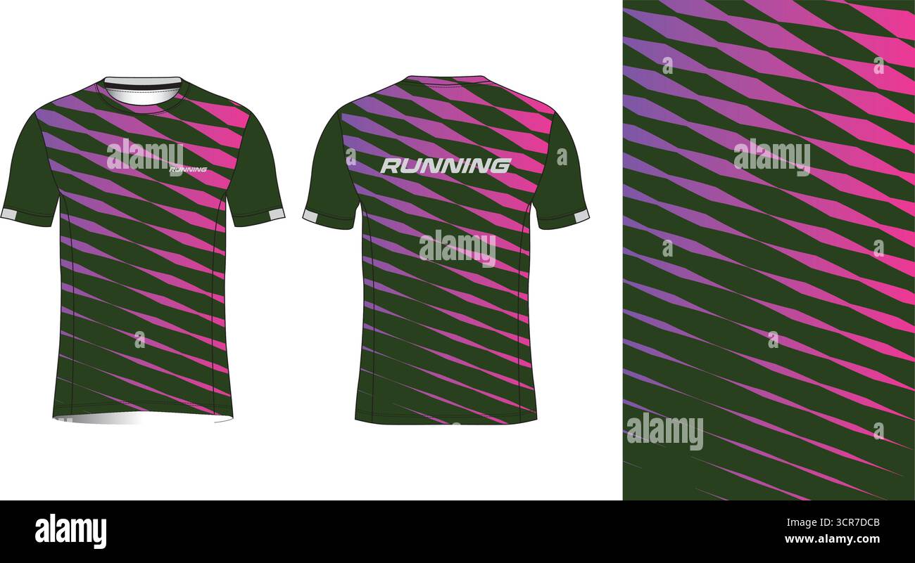 Conception de jersey de course avec motif vectoriel abstrait coloré. Vêtements de sport légers, respirants et à séchage rapide pour le marathon, le trail, l'athlétisme, Illustration de Vecteur