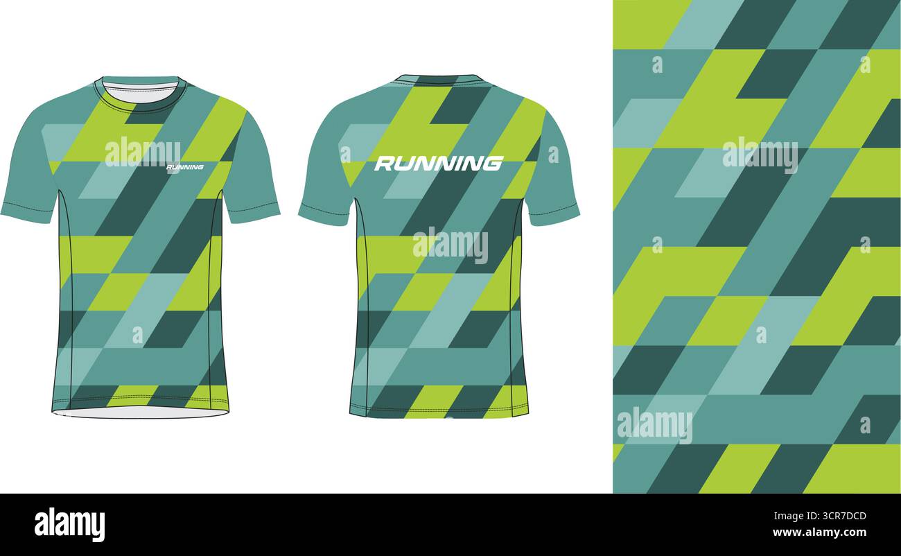 Conception de jersey de course avec motif vectoriel abstrait coloré. Vêtements de sport légers, respirants et à séchage rapide pour le marathon, le trail, l'athlétisme, Illustration de Vecteur