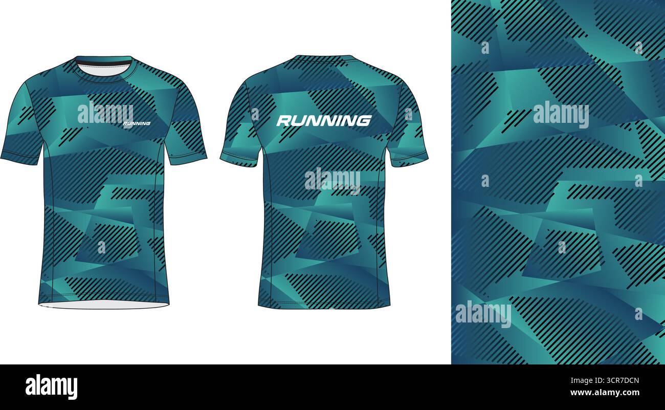 Conception de jersey de course avec motif vectoriel abstrait coloré. Vêtements de sport légers, respirants et à séchage rapide pour le marathon, le trail, l'athlétisme, Illustration de Vecteur